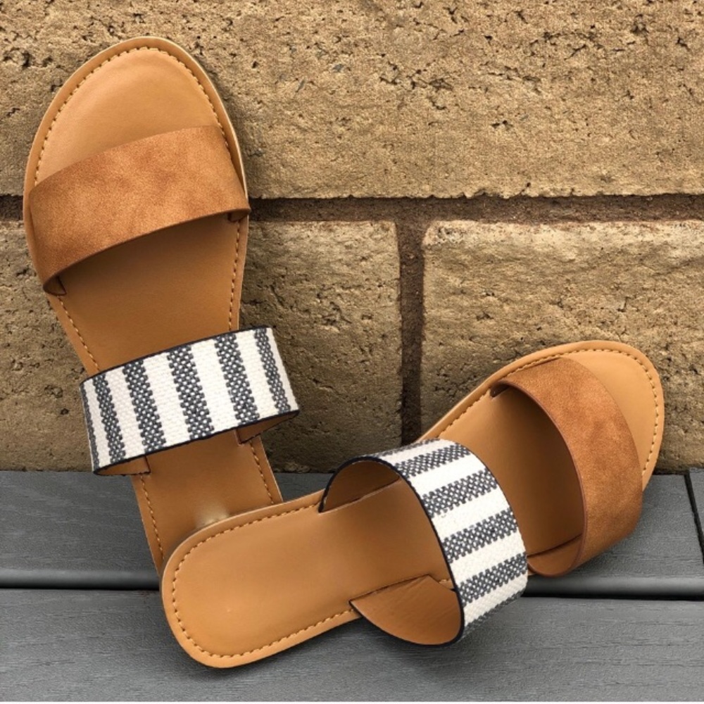 Last pair - striped camel sandals